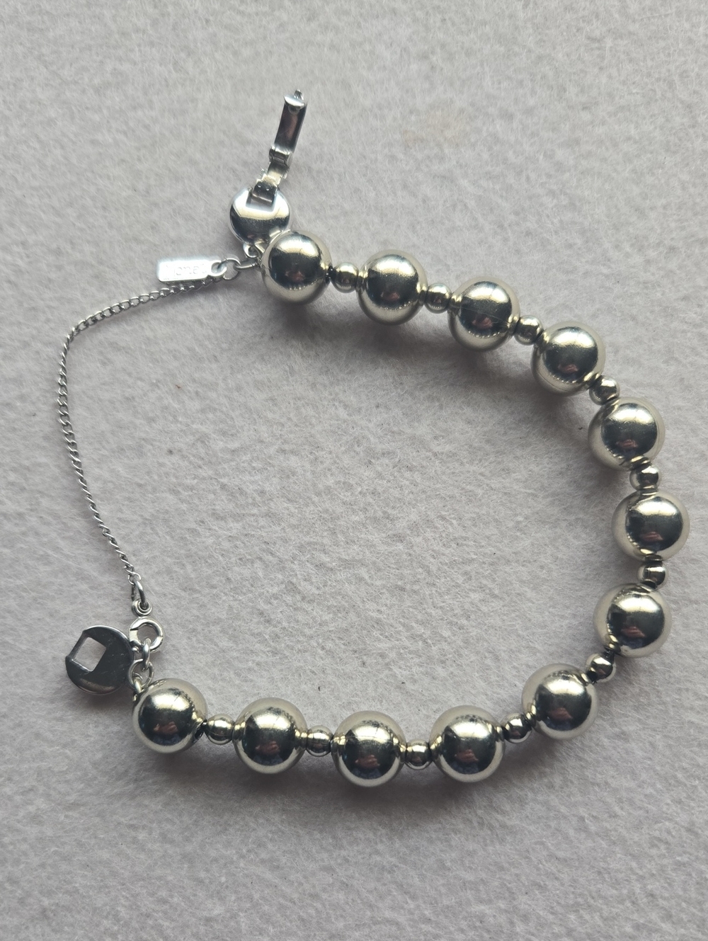 Monet 8" Silvertone Bead Chain Bracelet Safety Clasp
